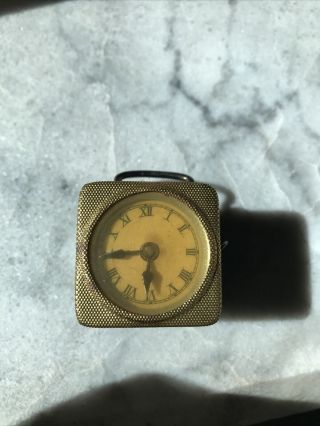 Antique Vintage Sewing Figural Tape Measure Tin Enamel Clock Germany