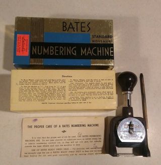 Vintage Bates Standard Multiple Movement Numbering Machine Stamp - 6 Wheels - St