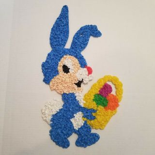 Vintage Melted Plastic Popcorn Blue Bunny Rabbit Spring Easter Decoration