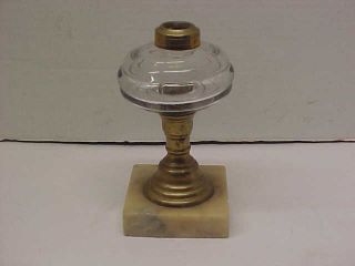 Antique Whale Oil Lamp Base W Marble Base