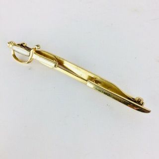 Anson Tie Clasp Pin Clip Gold Tone Sword Signed Vintage Patent 2492254 Accessory