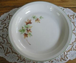 Vintage Salem American Ironstone 10 " Pie Dish Plate White W/ Maple Leaves