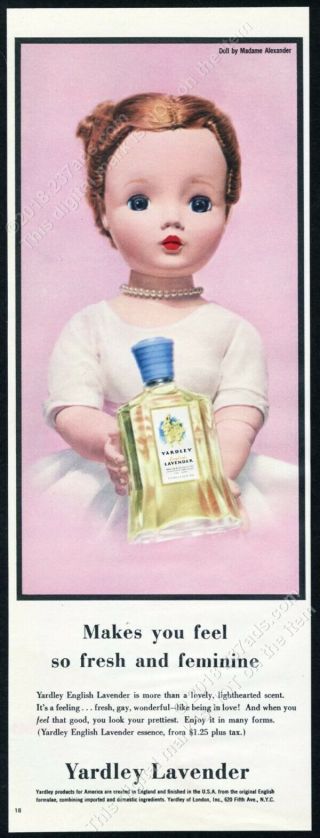 1956 Madame Alexander Doll Color Photo Yardley Lavender Vintage Print Ad