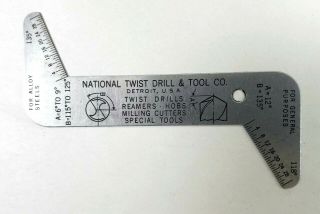 Vintage National Twist Drill & Tool Co.  Drill Gauge - Drill Sharpening Gauge