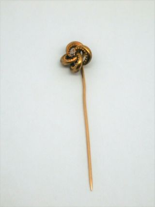 Antique Victorian 14k Yellow Gold & Diamond Stick Pin,  Keep Or Scrap