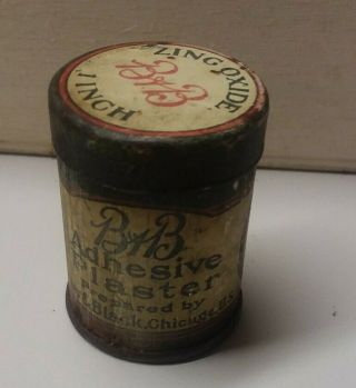 Vintage B&b Zinc - Oxide Adhesive Plaster Tin Very Small Neat Tin Empty