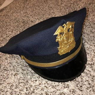 Vintage Buffalo City Police Hat 8 Point W/ Gold Lieutenant Badge York Ny
