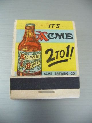 3 Vintage Advertising Acme / Camden Beer & Falstaff Brewery Matchbooks