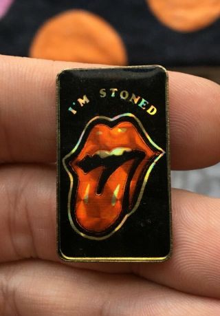 Rolling Stones Enamel Pin Nos Vintage 70s 80s Stoner Weed 420 710 Hat Lapel Bag