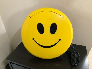 Vintage Yellow Telemania Smiley Face Old School Telephone Emoji