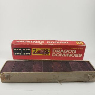 Vintage Halsam Double Six Dragon Dominoes
