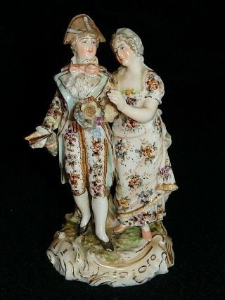 19c Volkstedt Dresden German Porcelain Courting Couple Figurine