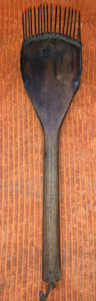 Vintage Handmade Blueberry Picker Comb Primitive Wood With Metal Teeth