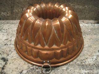 Antique Copper Cake/bundt Baking Mold,  Tin Lined