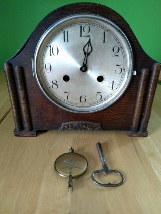 Vintage Mantel Chiming Clock With Haller (?) Movement For Repair/restoration