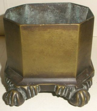 Antique 1800`s Victorian Brass Or Bronze Match Holder Stand Solid Heavy Matches.