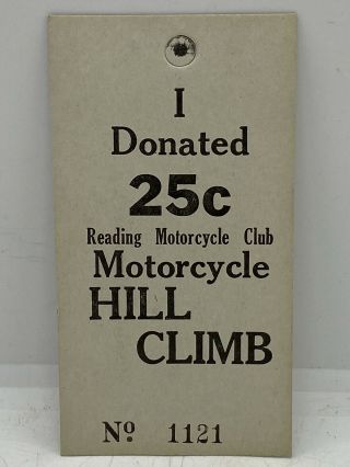 Vintage 1930’s Reading Motorcycle Club Hill Climb Event Ticket Rmc Advertising