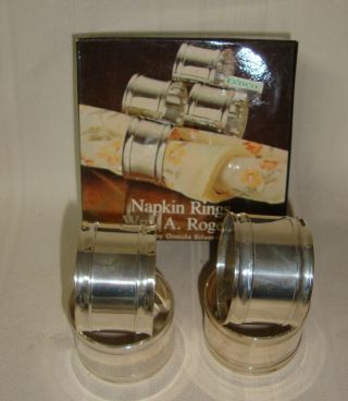 Wm.  A.  Rogers By Oneida Silversmiths Silver - Plated Napkin Rings Set Of 4 Vintage