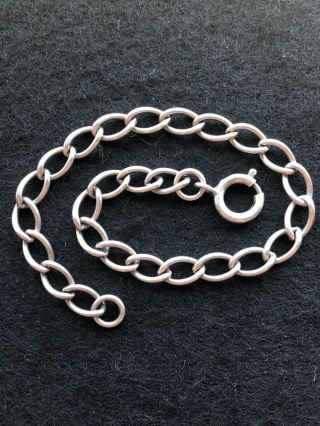 Vintage Sterling Silver Curb Link Bracelet 7.  75” Long Unisex
