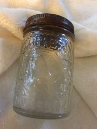 Vintage Jumbo Peanut Butter 3.  5oz Jar Cincinnati Ohio Embossed Elephant 3 Inch