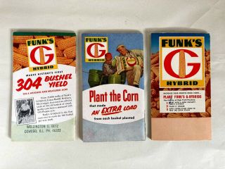 3 Vtg 1950s Funk ' s G Hybrid Corn Seed Advertising Farm Farming Data Notebooks 2