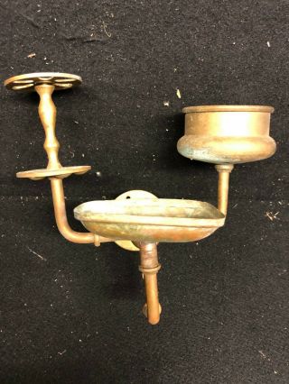 Antique Solid Brass Toothbrush,  Soap Dish And Cup Holder 1900 