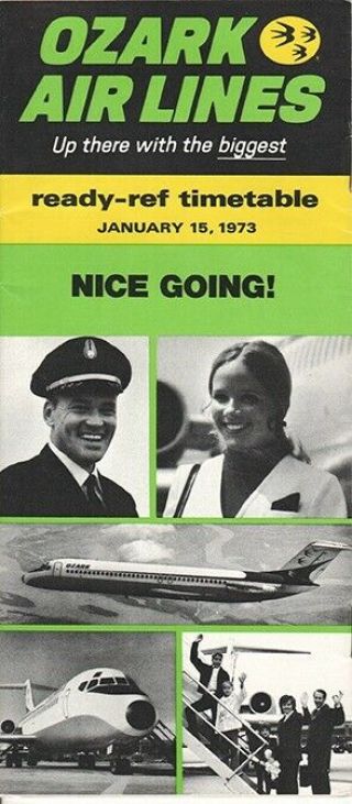 Ozark Air Lines Timetable 1973/01/15