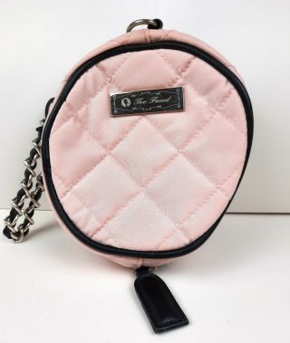 Too Faced Makeup Bag Case,  Pink And Black,  Chain Zipper Pull,  Vintage 1990s