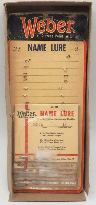 Vintage Weber White Name Fishing Fly Lure Store Display W/ 5 Cards