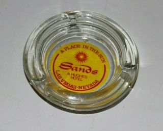 Vintage The Sands Hotel And Casino Clear Glass Ashtray Las Vegas Nevada Yellow