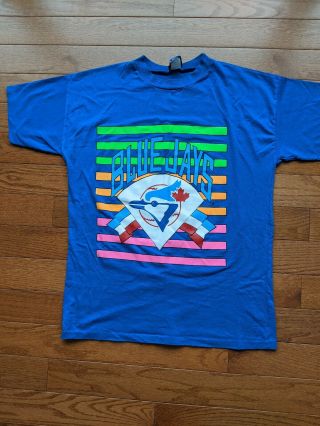 Vtg Toronto Blue Jays T Shirt 1991 Harley Mlb Blue Vintage Tee Baseball 90s