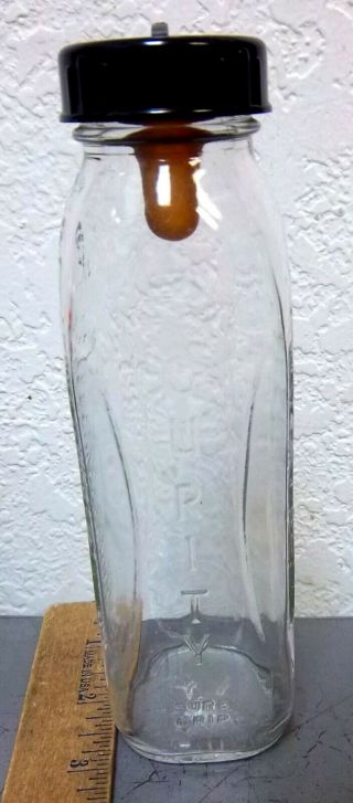 Vintage Curity 8 Oz Glass Baby Formula Bottle,  With Cap & Nipple,  Item