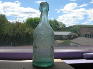 J&h Casper Lancaster,  Pa Squat Soda Bottle,  Antique Blob Top 1860s