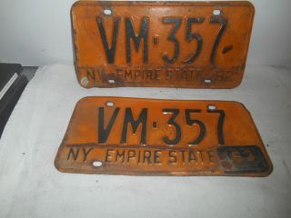 Vintage Matching Pair 1962 York Ny License Plates Vm - 357 W/ 