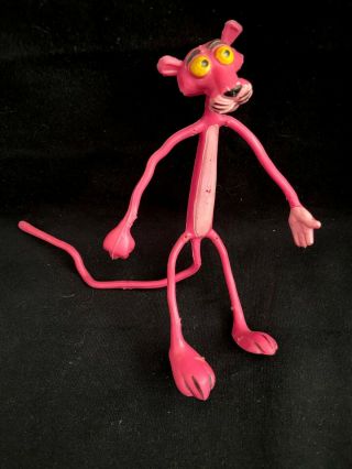 Vintage 80s Pink Panther 7 " Bendable Toy,  Made In Hong Kong