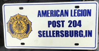 Nos Vintage American Legion Post 204 Sellersburg,  Indiana License Plate P4