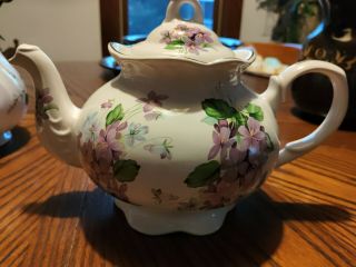 Vintage Arthur Wood England Flower Violet Porcelain Teapot 6686