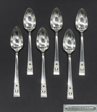 6 Vintage Art Deco Oneida Community Hampton Court Grapefruit Spoons Silver Plate