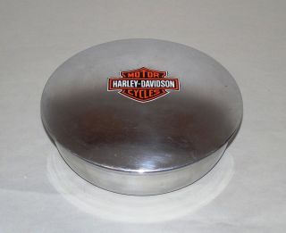 Harley - Davidson Motorcycles Logo Cool Silver Metal Round Lidded Storage Tin Box