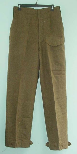1951 Vintage Army Trousers Battle Dress Serge Size No.  10 31 - 32” British–canadian