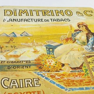 Vintage Dimitrino Empty Cigarette Tin Box Cairo Egypt Antique 1920 