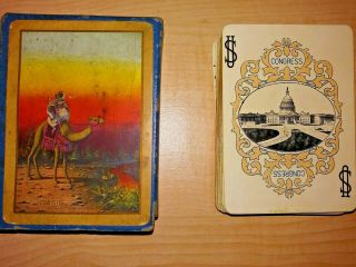 Antique Congress Playing Cards 606 Gold Edges Oasis Camel And Rider 2 - 8 - C 91 2