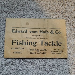 Rare Edward Vom Hofe & Co Inc Empty Fishing Tackle Envelope Fulton Ny