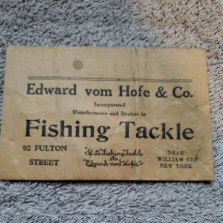RARE Edward Vom Hofe & Co INC EMPTY Fishing Tackle Envelope Fulton NY 2