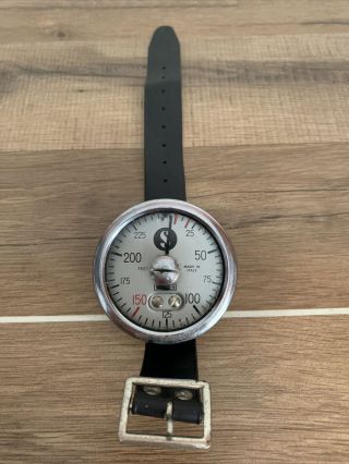 Vintage Scubapro Diver Wrist Watch Depth Gauge 250 Feet By Sos Made In Italy, .