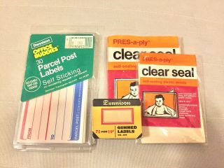 Vintage Dennison Parcel Post Labels,  No 219 Gummed Labels,  Pres - A - Ply Clear Seal