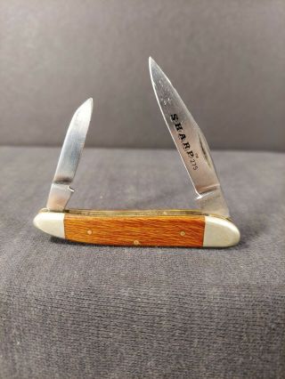 Vintage Sharp 275 Custom Crafted Japan 2 - Blade Folding Pocket Knife/wood Handle