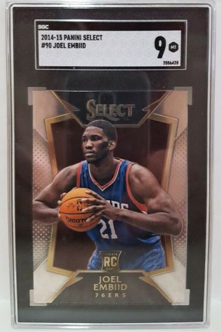 2014 - 15 Panini Select Concourse Joel Embiid Rc 90 - Sgc 9 76ers Rookie