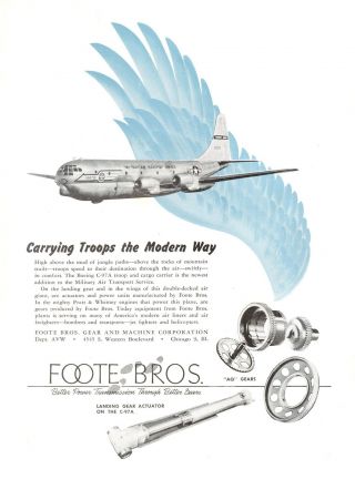 1950 Foote Bros.  Ad Boeing C - 97 Military Transport Service Cargo Troop Plane
