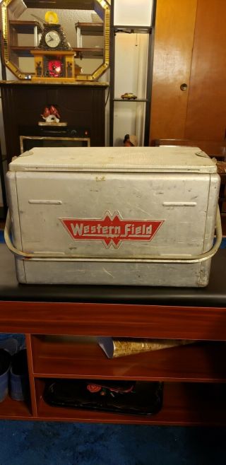 Vintage 1950’s Aluminum Western field Cooler ice chest 2